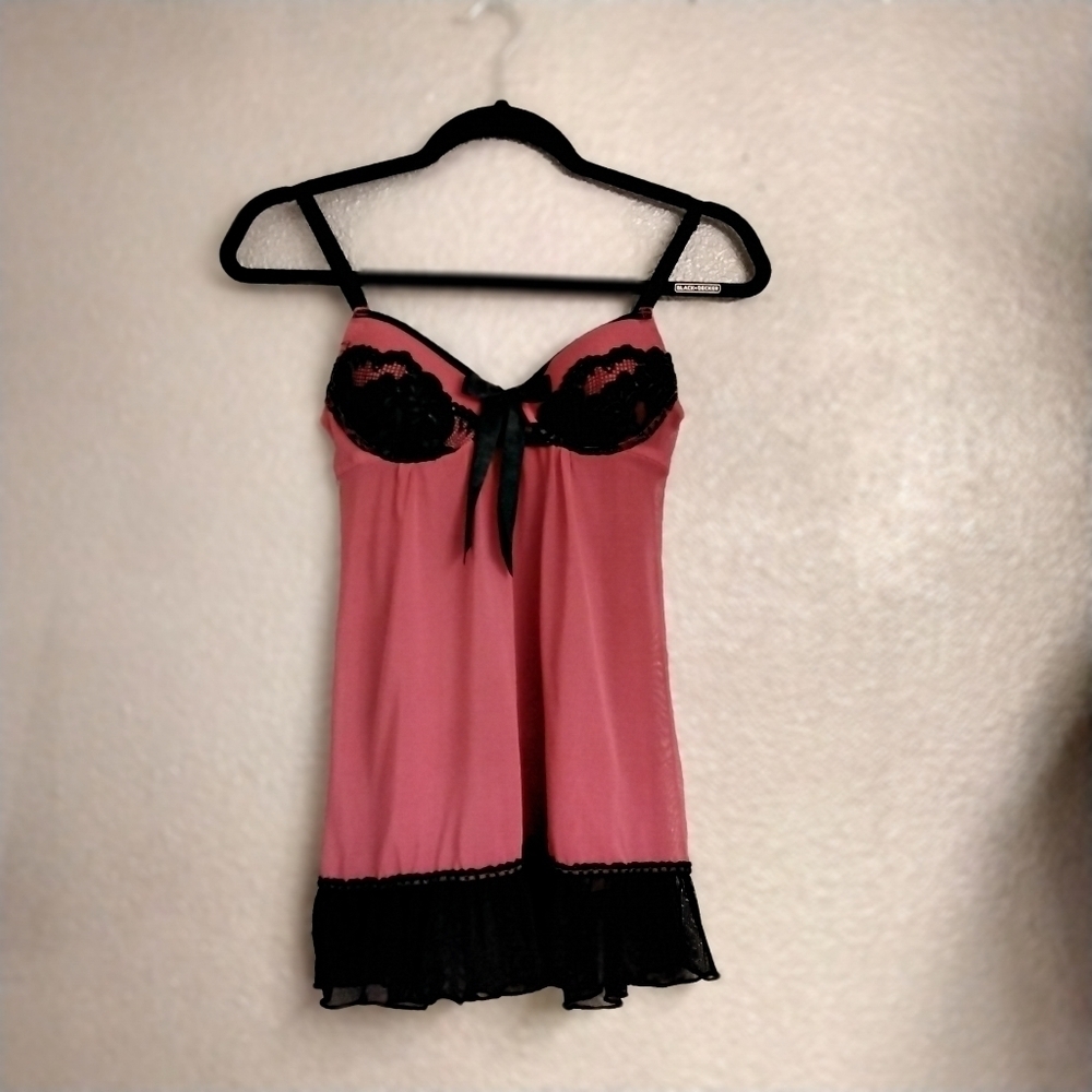 Per Lei Pink & Black Teddy/Lingerie/Nighty  Size S